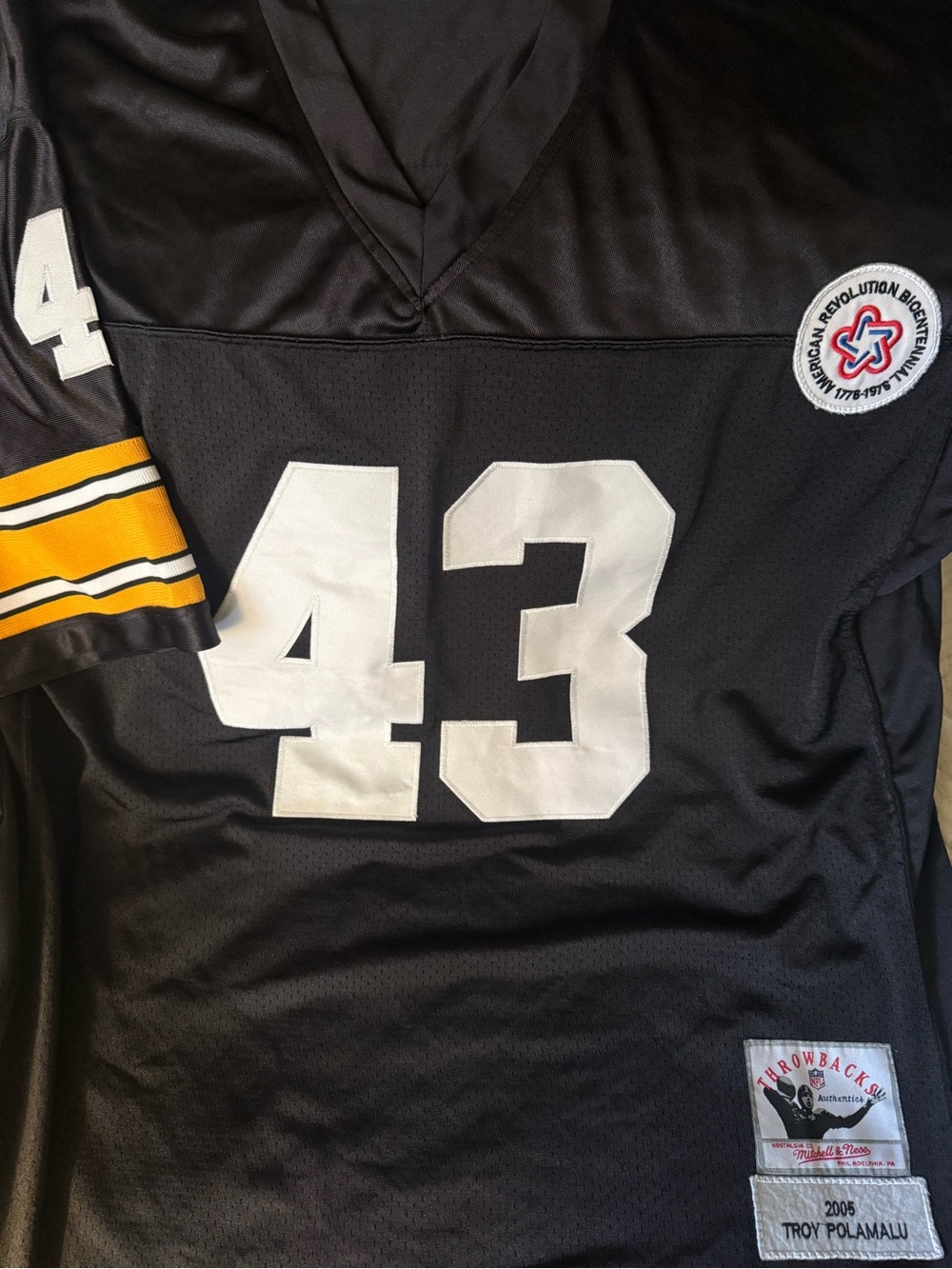 Mitchell & Ness 2005 Troy Polamalu Black/Yellow #43 Football Jersey